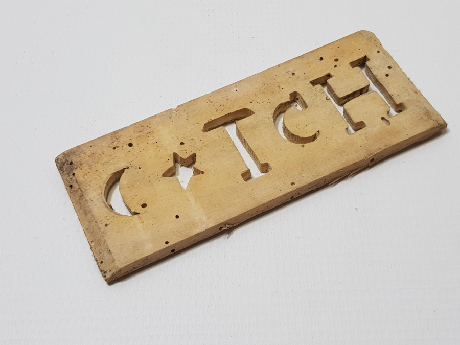 AY YILDIZLI VE T.C.H. YAZILI AHŞAP BASKI BOYA KALIBI