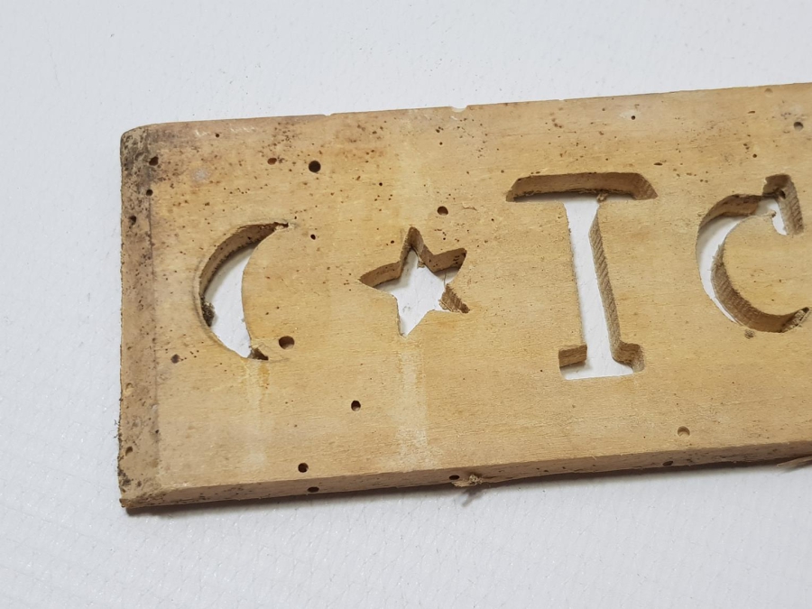 AY YILDIZLI VE T.C.H. YAZILI AHŞAP BASKI BOYA KALIBI