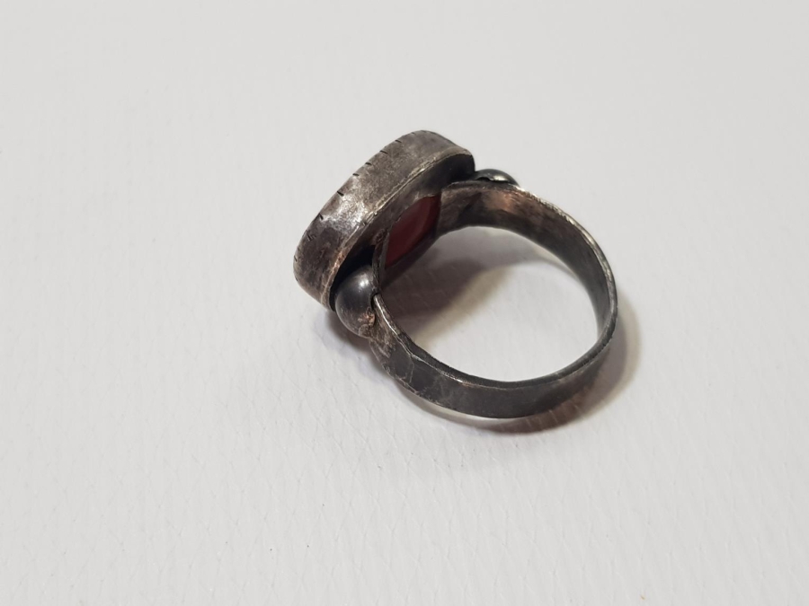 OSMANLI DÖNEMİ ÜZERİ YAZILI AKİK TAŞLI GÜMÜŞ YÜZÜK