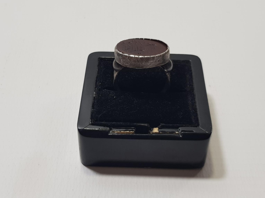 OSMANLI DÖNEMİ ÜZERİ YAZILI AKİK TAŞLI GÜMÜŞ YÜZÜK