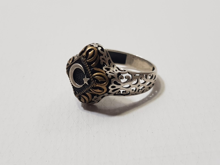 AY YILDIZLI GÜMÜŞ YÜZÜK