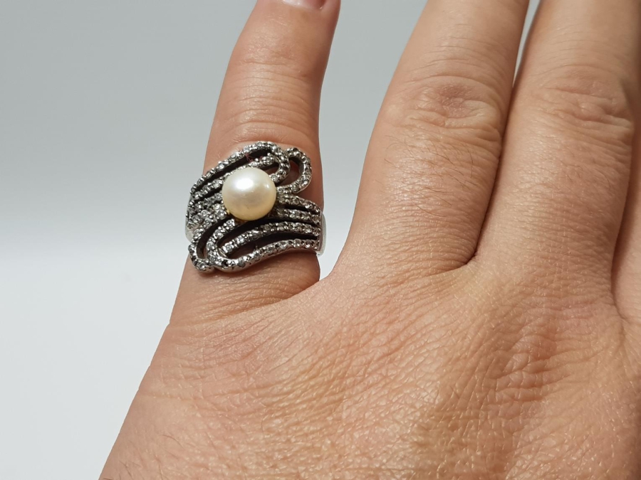 İNCİ TAŞLI GÜMÜŞ YÜZÜK