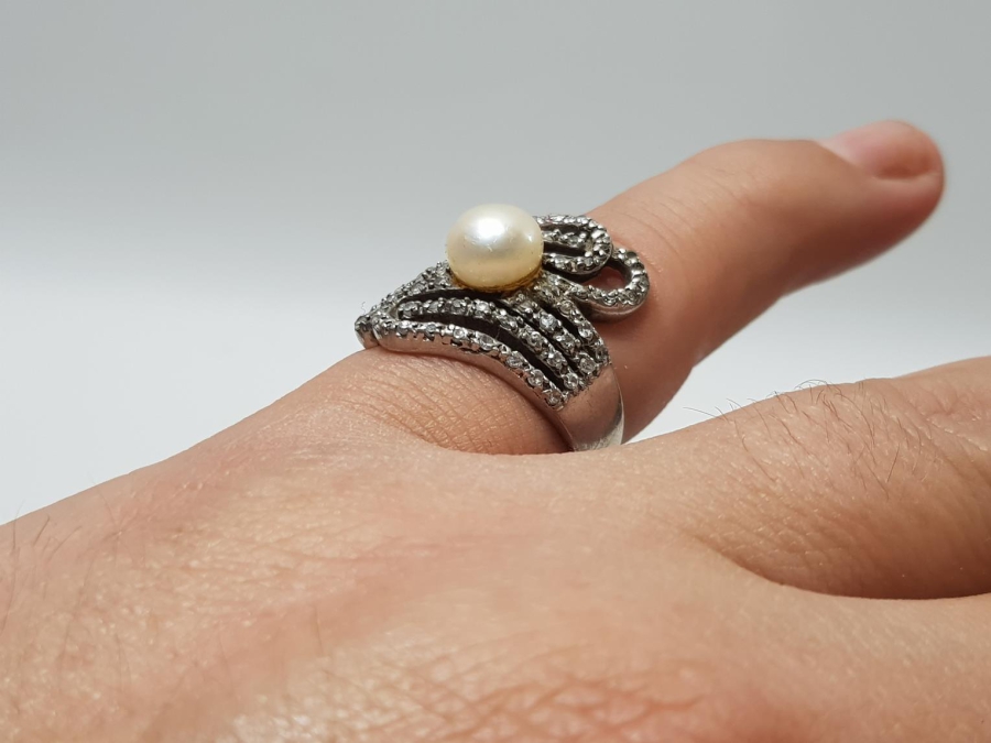 İNCİ TAŞLI GÜMÜŞ YÜZÜK