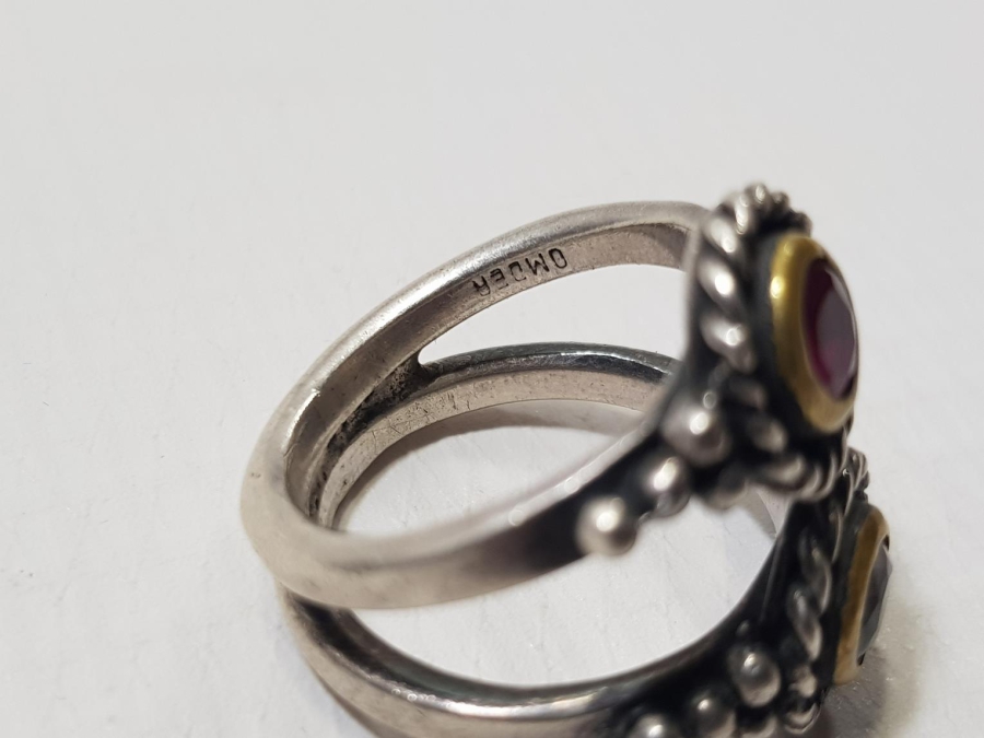 ÜZERİ DOĞAL TAŞLARLA SÜSLÜ İKİZ GÜMÜŞ YÜZÜK