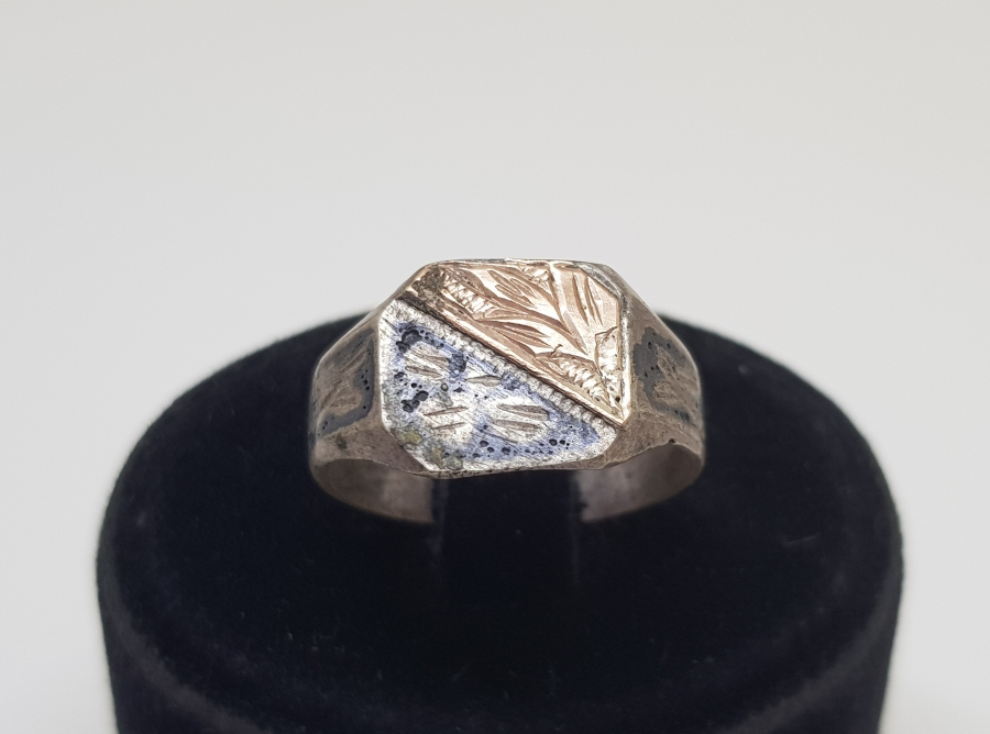 SAVAT ALTIN VE KALEM İŞÇİLİKLİ İÇ KISMI OSMANLICA YAZILI OSMANLI DÖNEMİ GÜMÜŞ YÜZÜK