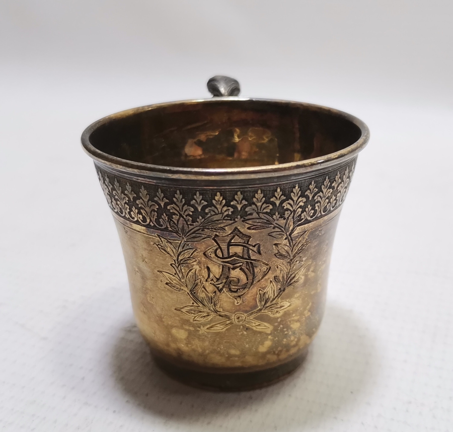 OSMANLI HANEDAN ÜYELERİNDEN BİRİNE AİT ÜZERİ ALTIN VERMEYLİ OSMANLI DÖNEMİ NADİR GÜMÜŞ BARDAK