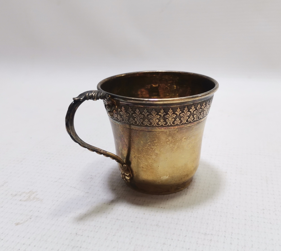 OSMANLI HANEDAN ÜYELERİNDEN BİRİNE AİT ÜZERİ ALTIN VERMEYLİ OSMANLI DÖNEMİ NADİR GÜMÜŞ BARDAK