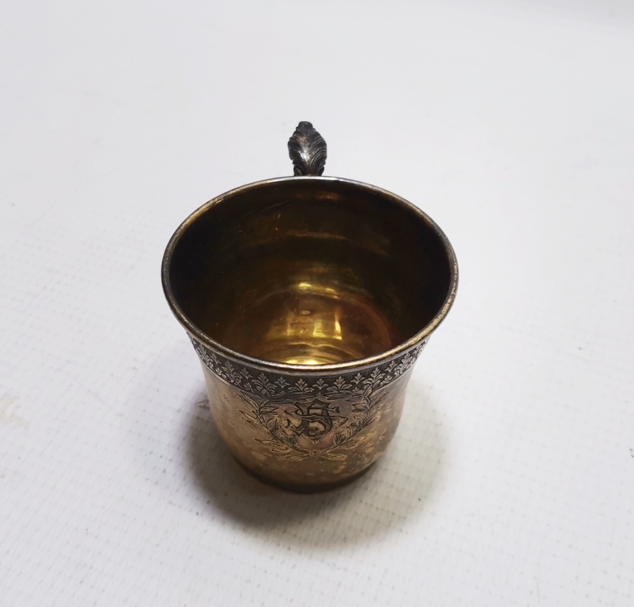 OSMANLI HANEDAN ÜYELERİNDEN BİRİNE AİT ÜZERİ ALTIN VERMEYLİ OSMANLI DÖNEMİ NADİR GÜMÜŞ BARDAK