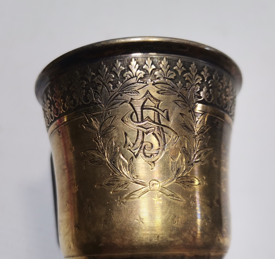 OSMANLI HANEDAN ÜYELERİNDEN BİRİNE AİT ÜZERİ ALTIN VERMEYLİ OSMANLI DÖNEMİ NADİR GÜMÜŞ BARDAK