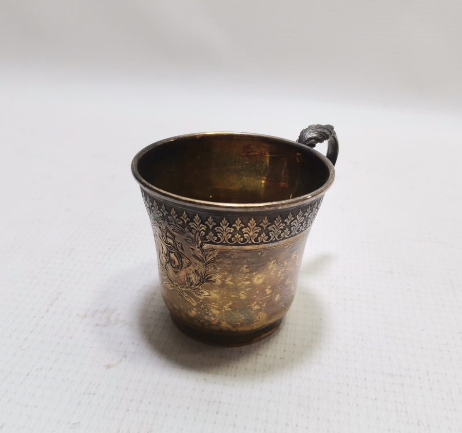 OSMANLI HANEDAN ÜYELERİNDEN BİRİNE AİT ÜZERİ ALTIN VERMEYLİ OSMANLI DÖNEMİ NADİR GÜMÜŞ BARDAK