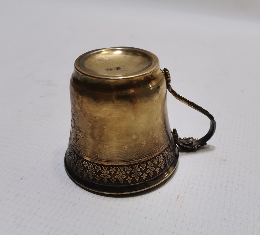 OSMANLI HANEDAN ÜYELERİNDEN BİRİNE AİT ÜZERİ ALTIN VERMEYLİ OSMANLI DÖNEMİ NADİR GÜMÜŞ BARDAK