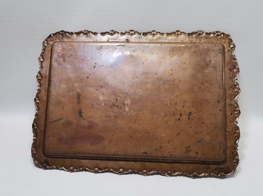 ÜZERİ KALEM VE KABARTMA İŞÇİLİKLİ NADİR ESERİ İSTANBUL KAHVE TEPSİSİ