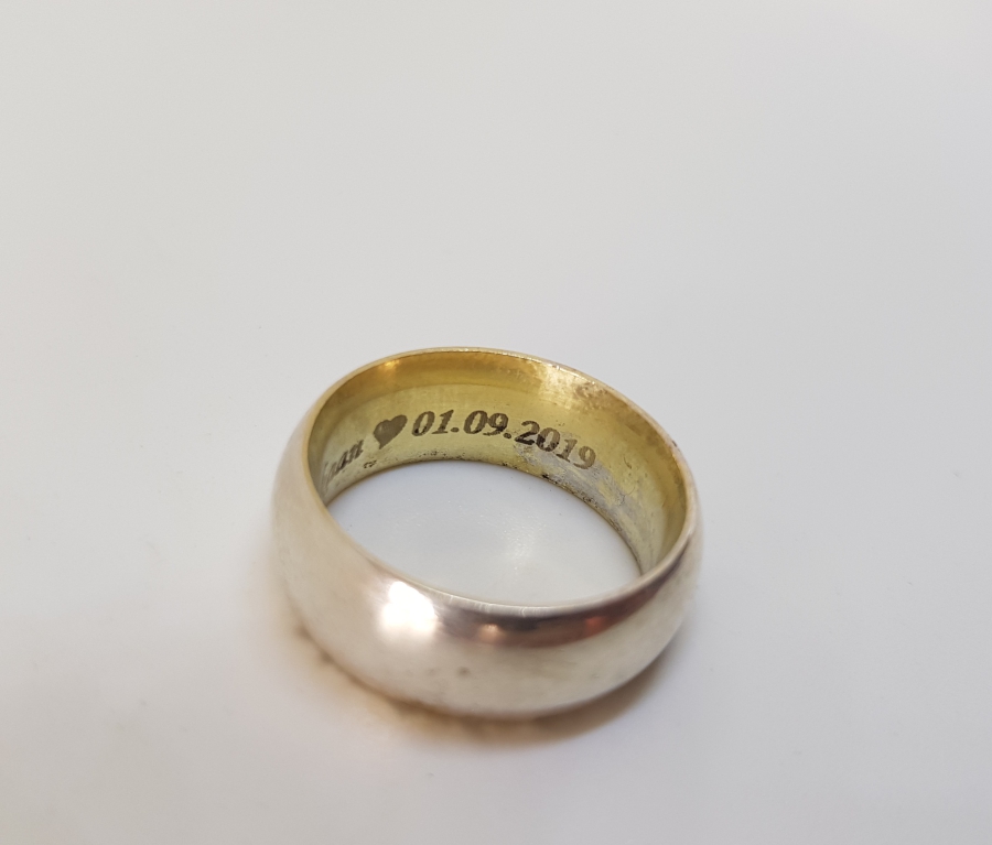 İÇİ YAZILI KALIN TİPTE GÜMÜŞ ALYANS