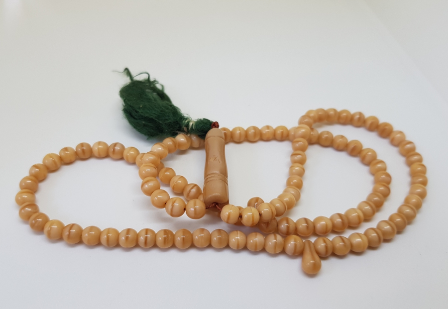 ORİJİNAL PÜSKÜLÜYLE NADİR TİPTE OSMANLI DÖNEMİ BEYKOZ NAMAZ TESPİHİ