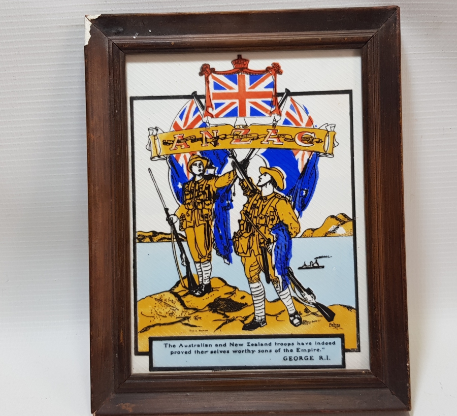 1990 YILI YAPIMI ÇANAKKALE SAVAŞI'NIN 75. YILI ANISINA YAPILMIŞ HATIRA ÇERÇEVELİ ANZAK SERAMİK KARO