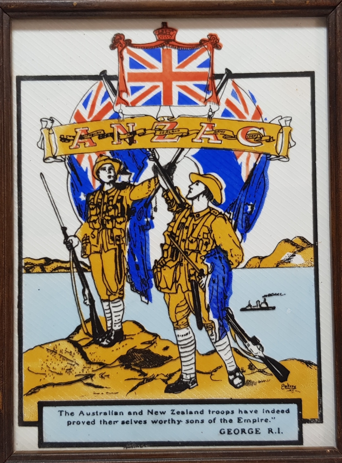 1990 YILI YAPIMI ÇANAKKALE SAVAŞI'NIN 75. YILI ANISINA YAPILMIŞ HATIRA ÇERÇEVELİ ANZAK SERAMİK KARO