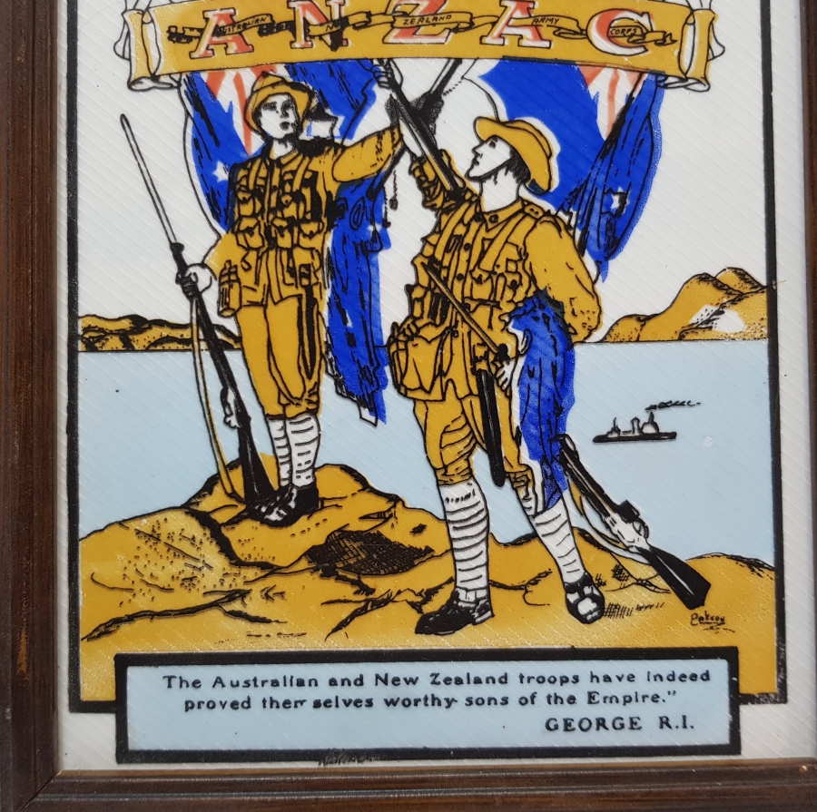 1990 YILI YAPIMI ÇANAKKALE SAVAŞI'NIN 75. YILI ANISINA YAPILMIŞ HATIRA ÇERÇEVELİ ANZAK SERAMİK KARO