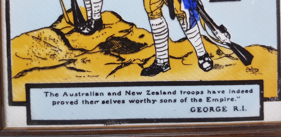 1990 YILI YAPIMI ÇANAKKALE SAVAŞI'NIN 75. YILI ANISINA YAPILMIŞ HATIRA ÇERÇEVELİ ANZAK SERAMİK KARO