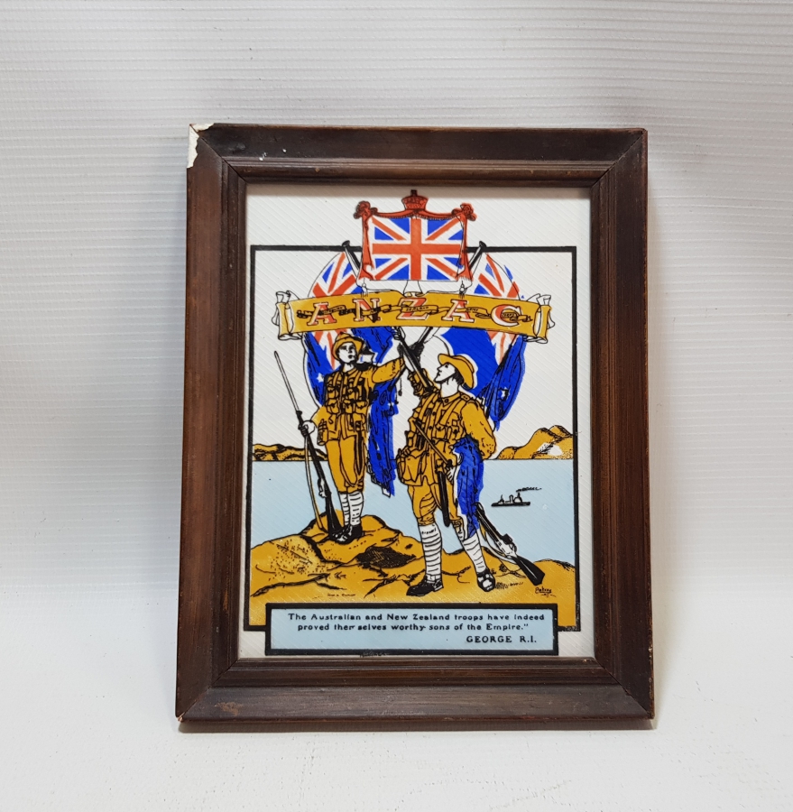 1990 YILI YAPIMI ÇANAKKALE SAVAŞI'NIN 75. YILI ANISINA YAPILMIŞ HATIRA ÇERÇEVELİ ANZAK SERAMİK KARO