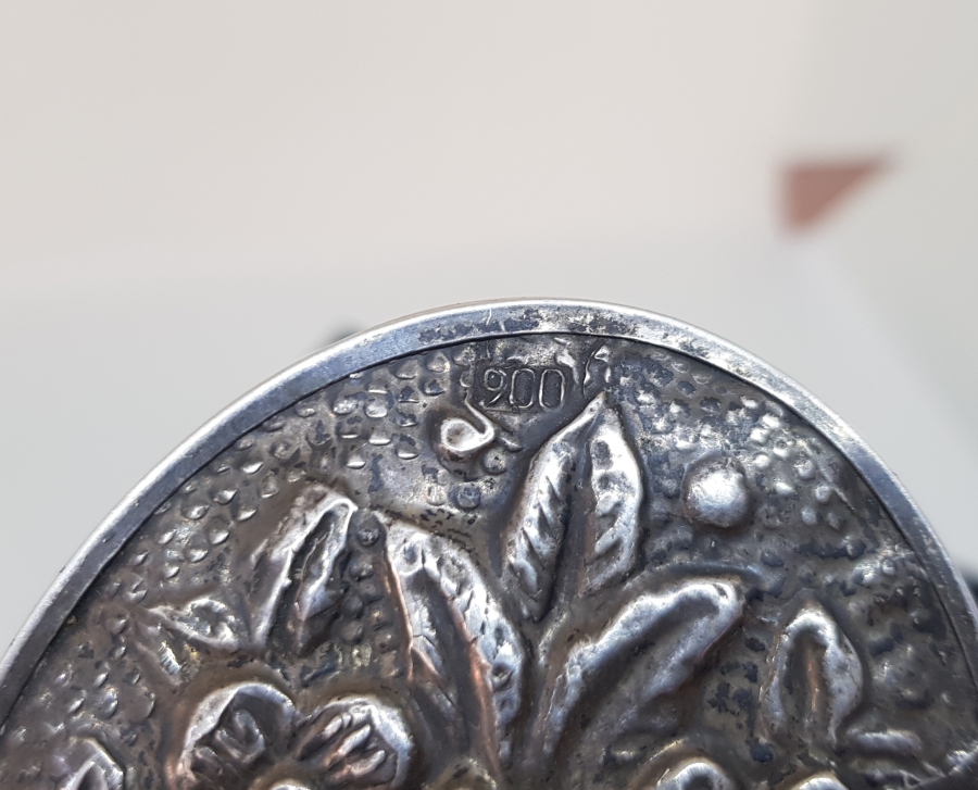 KABARTMA İŞÇİLİKLİ ANTİKA GÜMÜŞ EL AYNASI