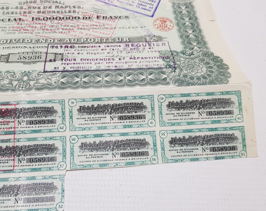 OSMANLI DÖNEMİ İSTANBUL ELEKTRİKLİ TRAMVAY ŞİRKETİ HİSSE SENEDİ