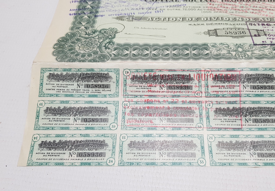 OSMANLI DÖNEMİ İSTANBUL ELEKTRİKLİ TRAMVAY ŞİRKETİ HİSSE SENEDİ