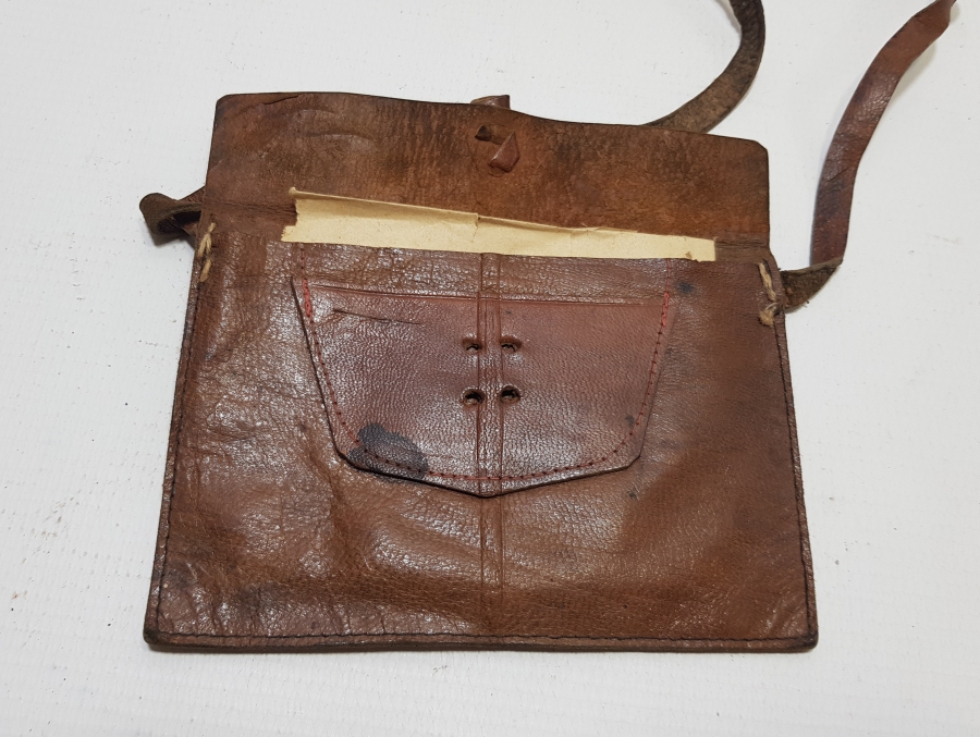 OSMANLI DÖNEMİ EL YAPIMI NADİR DERİ ASKER CÜZDANI