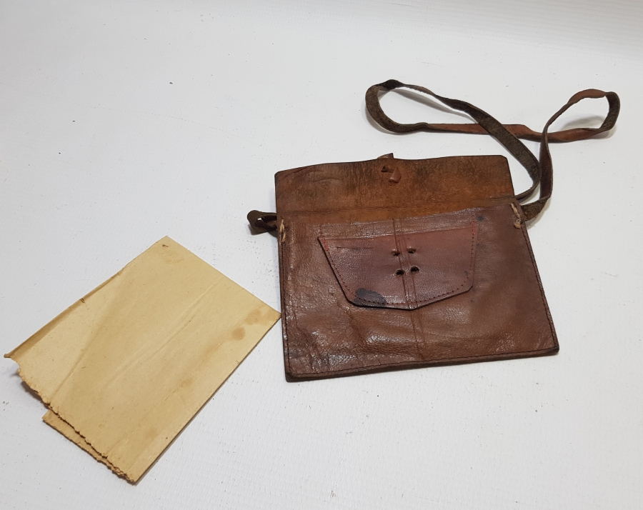 OSMANLI DÖNEMİ EL YAPIMI NADİR DERİ ASKER CÜZDANI