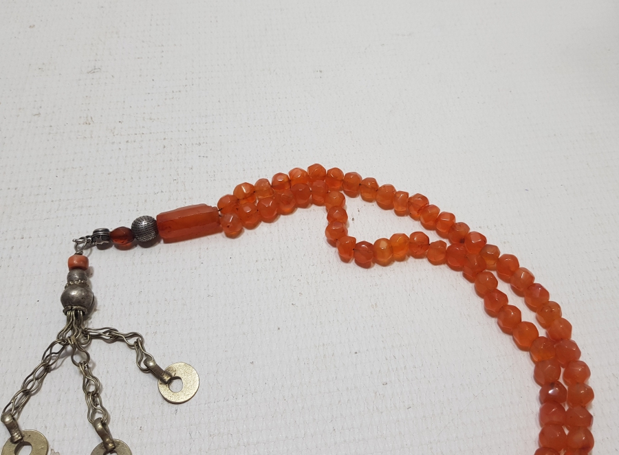 OSMANLI DÖNEMİ FASETA KESİMLİ ORİJİNAL PÜSKÜLÜYLE NADİR 99LUK AKİK NAMAZ TESPİHİ