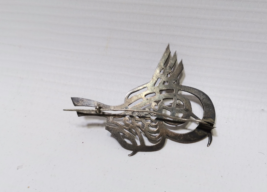 OSMANLI DÖNEMİ ABDÜLHAMİD HAN TUĞRALI GÜMÜŞ ÖZEL YAPIM BROŞ