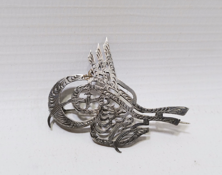 OSMANLI DÖNEMİ ABDÜLHAMİD HAN TUĞRALI GÜMÜŞ ÖZEL YAPIM BROŞ