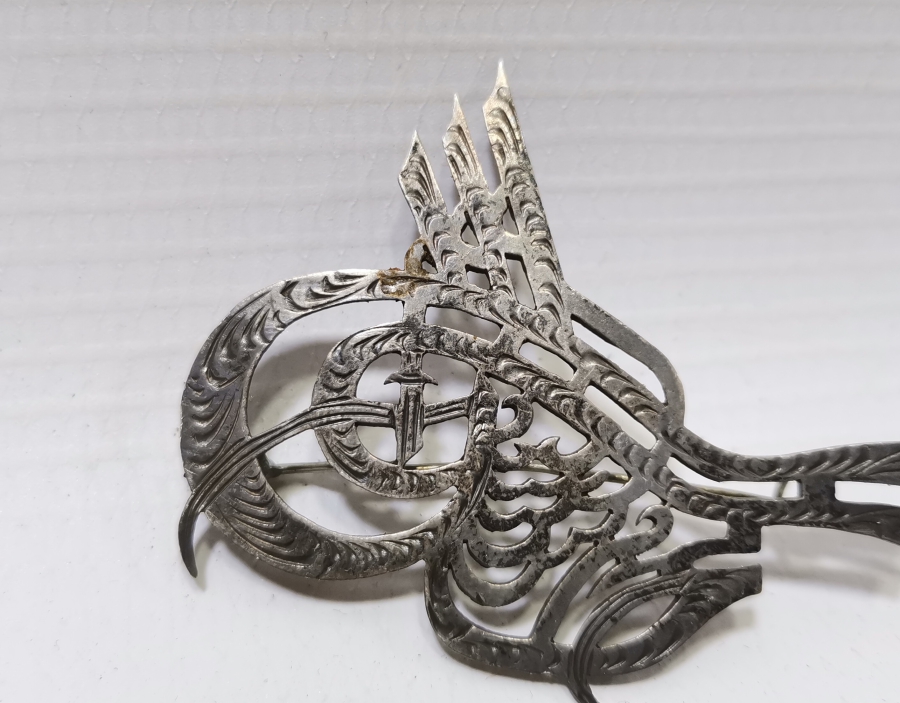 OSMANLI DÖNEMİ ABDÜLHAMİD HAN TUĞRALI GÜMÜŞ ÖZEL YAPIM BROŞ