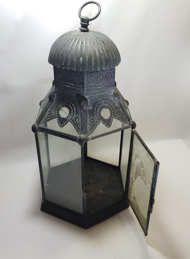 OSMANLI DÖNEMİ BÜYÜK BOY KONAK İŞİ BRONZ APLİKLİ TESTERE İŞÇİLİKLİ BAHÇE MUMLUĞU