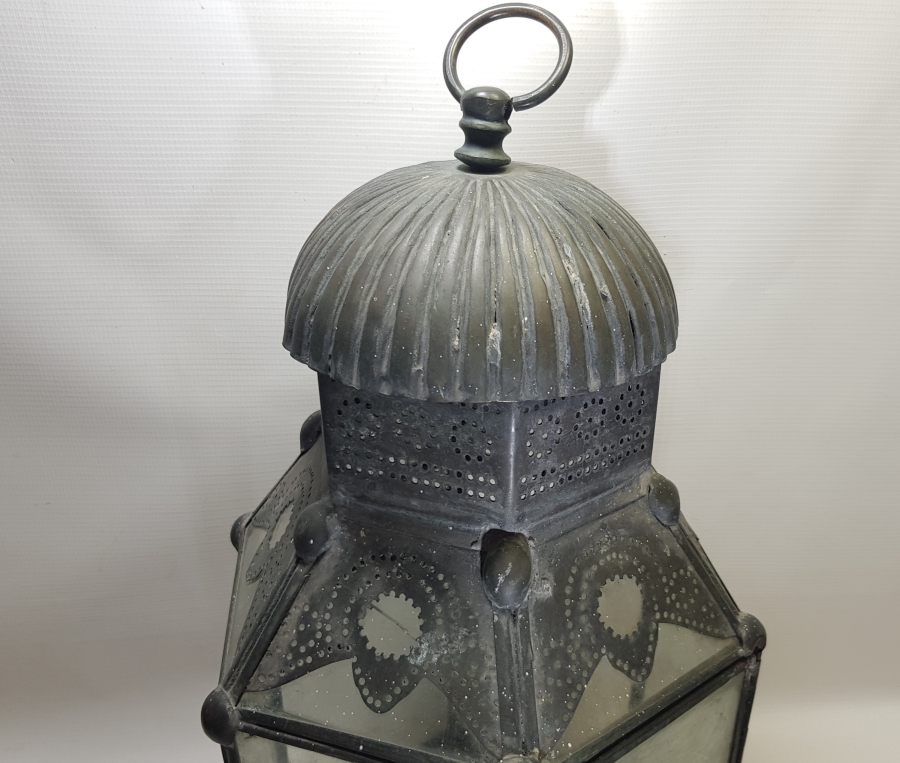 OSMANLI DÖNEMİ BÜYÜK BOY KONAK İŞİ BRONZ APLİKLİ TESTERE İŞÇİLİKLİ BAHÇE MUMLUĞU