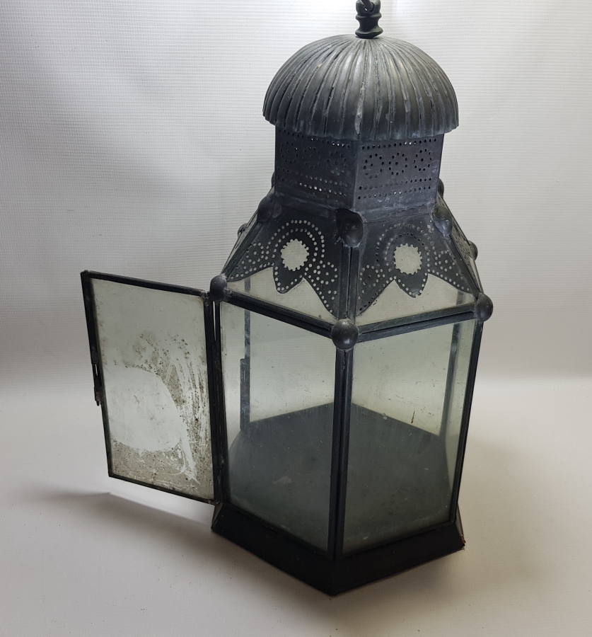 OSMANLI DÖNEMİ BÜYÜK BOY KONAK İŞİ BRONZ APLİKLİ TESTERE İŞÇİLİKLİ BAHÇE MUMLUĞU