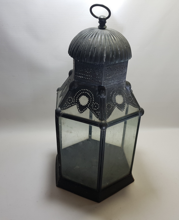 OSMANLI DÖNEMİ BÜYÜK BOY KONAK İŞİ BRONZ APLİKLİ TESTERE İŞÇİLİKLİ BAHÇE MUMLUĞU