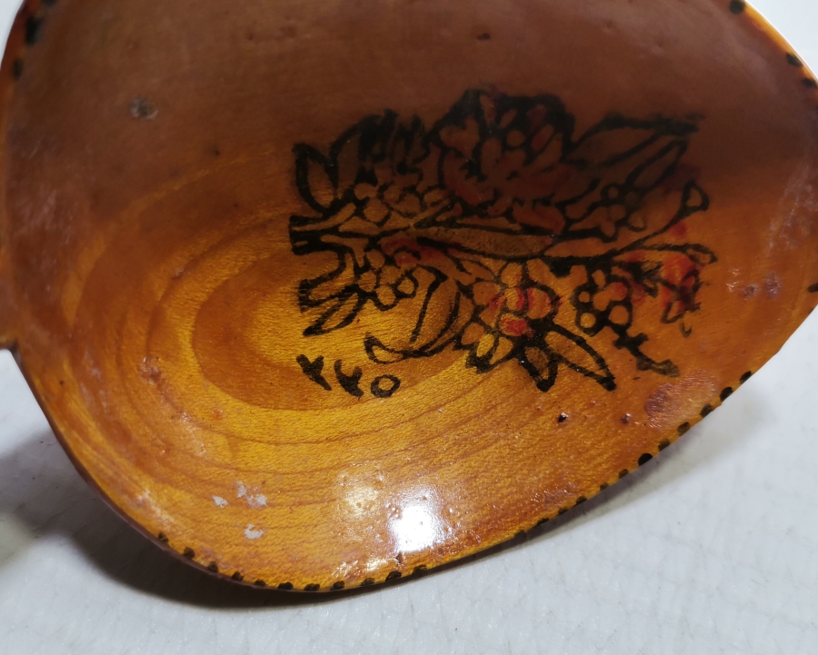 ÜZERİ TARİHLİ EL BOYAMA OSMANLI DÖNEMİ TAHTA KAŞIK