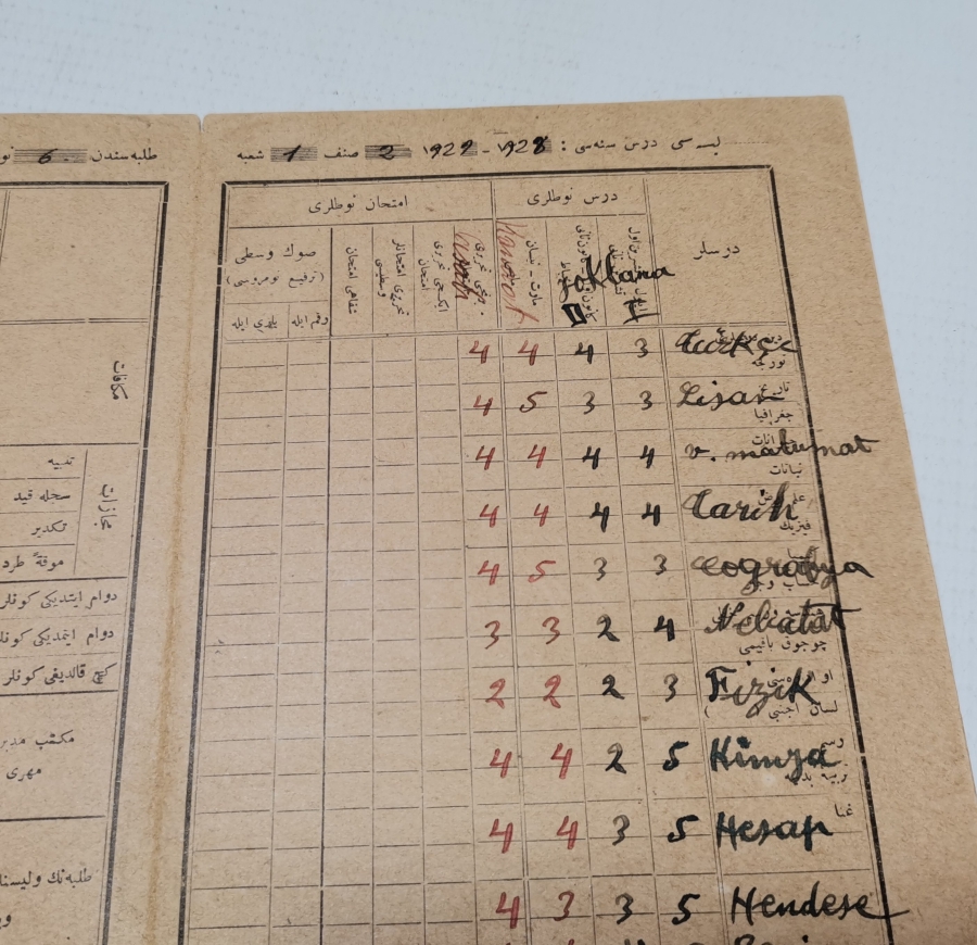 HARF DEVRİMİNE GEÇİŞ DÖNEMİ ÇOK NADİR ÖĞRENCİ KARNESİ