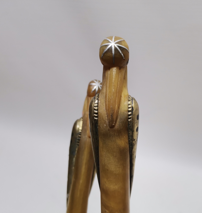 OSMANLI DÖNEMİ SAPLARI KUŞ FİGÜRLÜ NADİR GÜMÜŞ KAPLAMA SERVİS ÇATAL KAŞIĞI