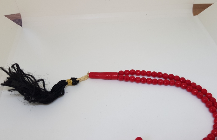 MERCANİ RENKTE OSMANLI DÖNEMİ NADİR BEYKOZ NAMAZ TESPİHİ