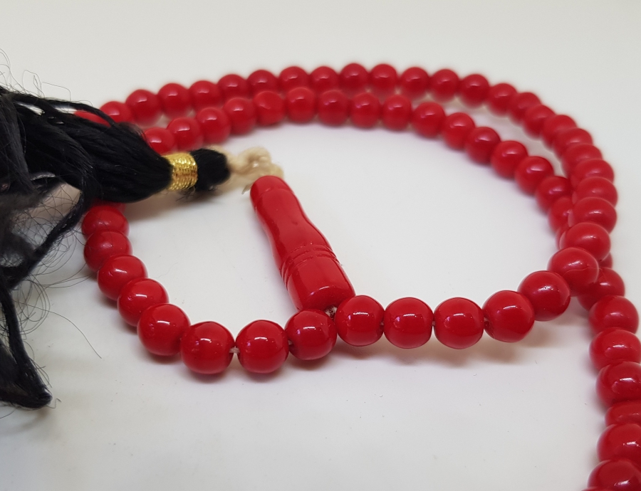 MERCANİ RENKTE OSMANLI DÖNEMİ NADİR BEYKOZ NAMAZ TESPİHİ