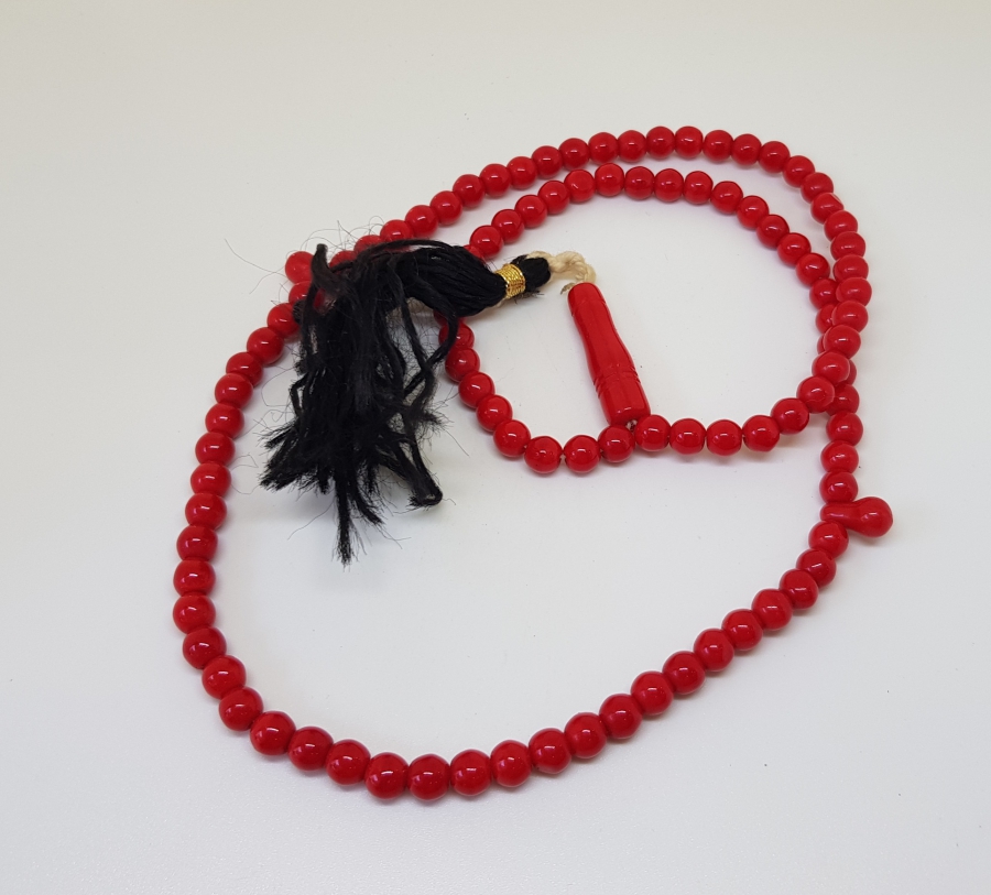 MERCANİ RENKTE OSMANLI DÖNEMİ NADİR BEYKOZ NAMAZ TESPİHİ