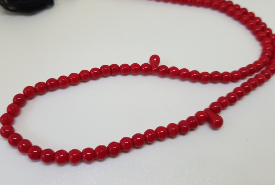 MERCANİ RENKTE OSMANLI DÖNEMİ NADİR BEYKOZ NAMAZ TESPİHİ