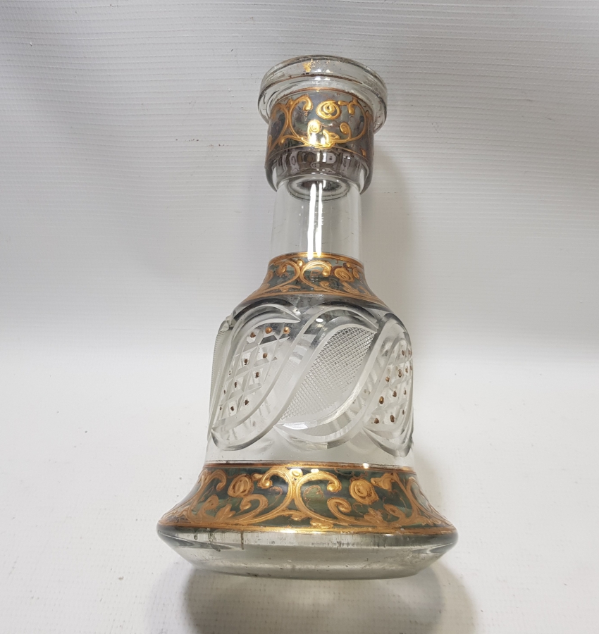 KRİSTAL KESME İŞÇİLİKLİ VE MİNELİ OSMANLI DÖNEMİ CAM NARGİLE ALTI