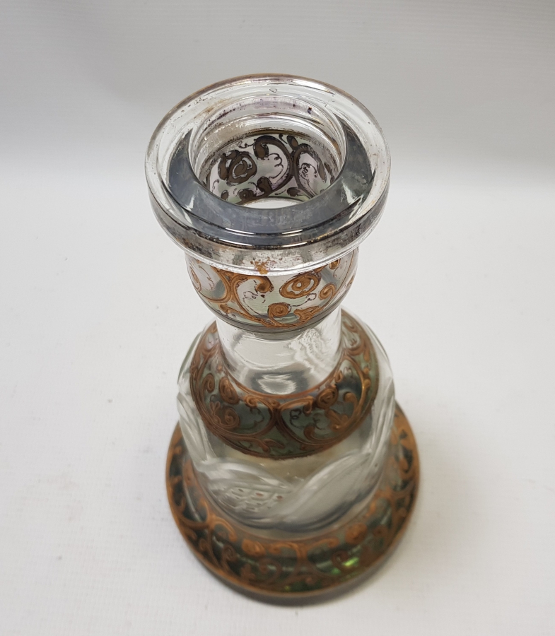 KRİSTAL KESME İŞÇİLİKLİ VE MİNELİ OSMANLI DÖNEMİ CAM NARGİLE ALTI