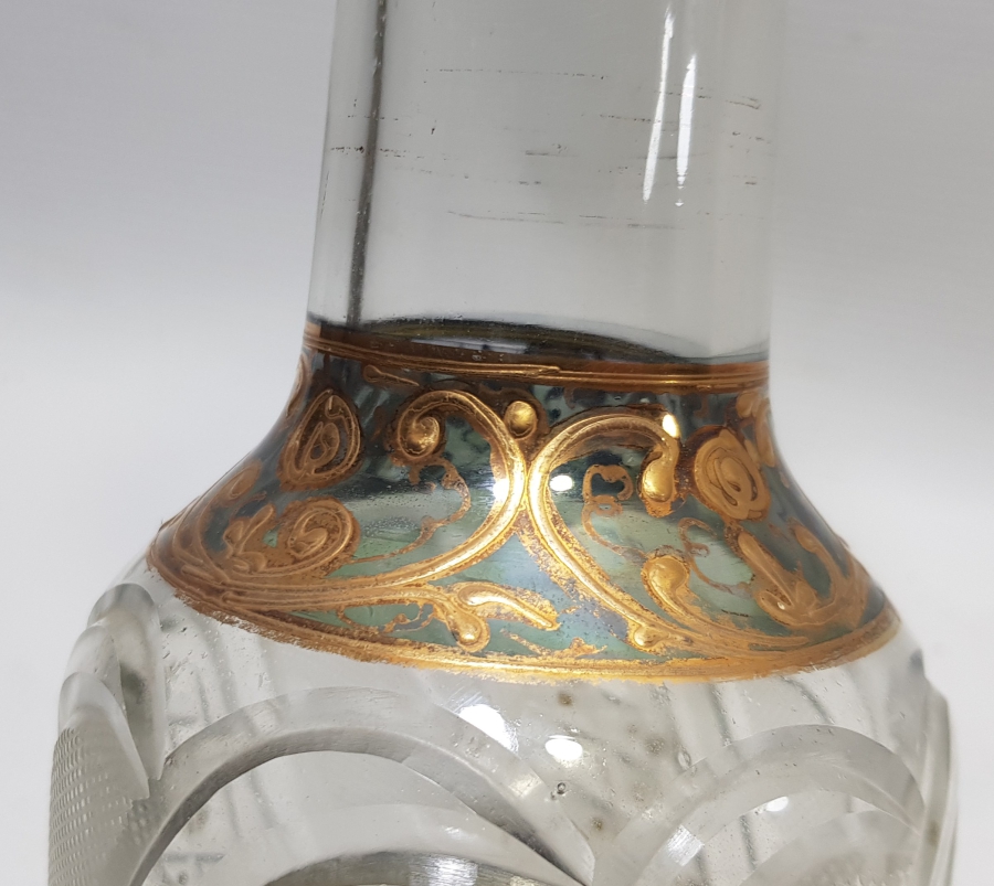 KRİSTAL KESME İŞÇİLİKLİ VE MİNELİ OSMANLI DÖNEMİ CAM NARGİLE ALTI