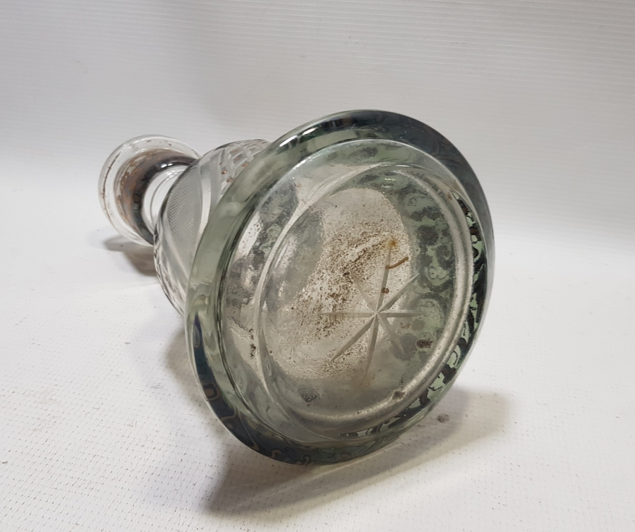 KRİSTAL KESME İŞÇİLİKLİ VE MİNELİ OSMANLI DÖNEMİ CAM NARGİLE ALTI