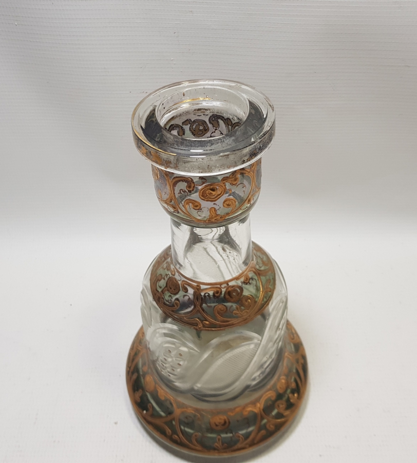 KRİSTAL KESME İŞÇİLİKLİ VE MİNELİ OSMANLI DÖNEMİ CAM NARGİLE ALTI