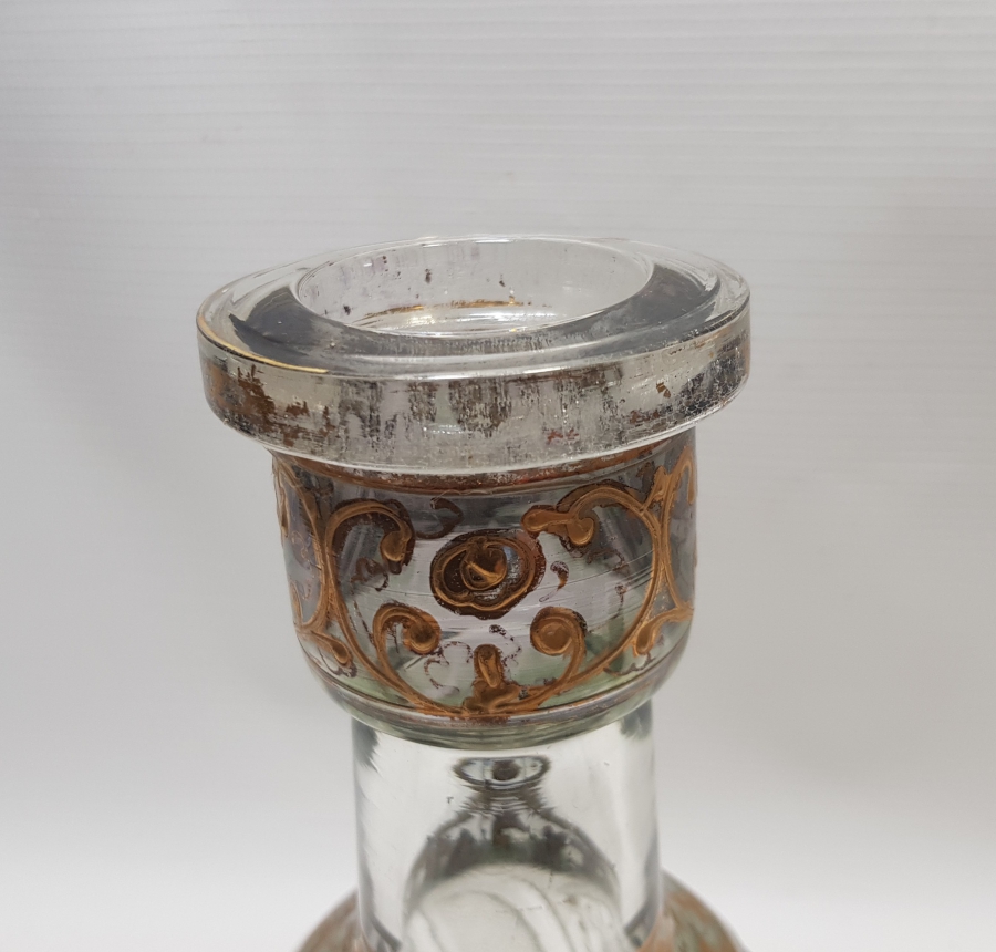 KRİSTAL KESME İŞÇİLİKLİ VE MİNELİ OSMANLI DÖNEMİ CAM NARGİLE ALTI