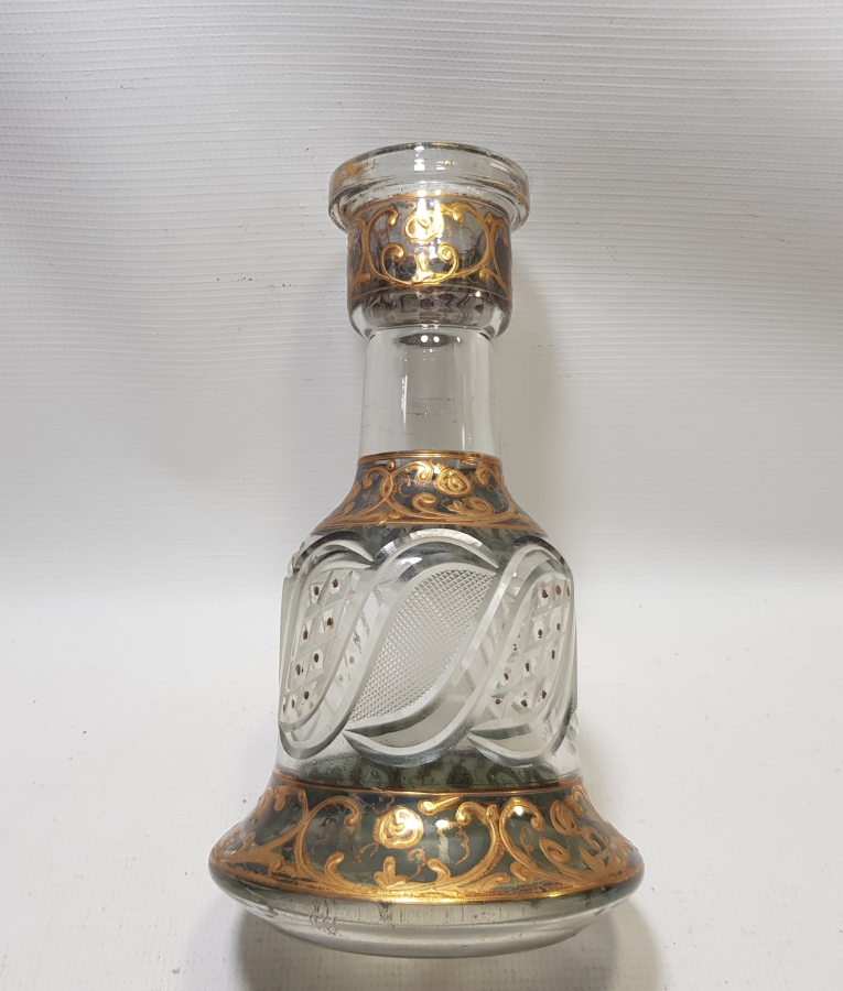 KRİSTAL KESME İŞÇİLİKLİ VE MİNELİ OSMANLI DÖNEMİ CAM NARGİLE ALTI